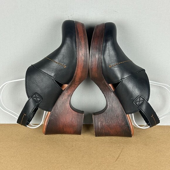 boc Cecila Slingback Clogs Womens 10 Black Faux Leather Block Heel Buckle - Picture 6 of 10